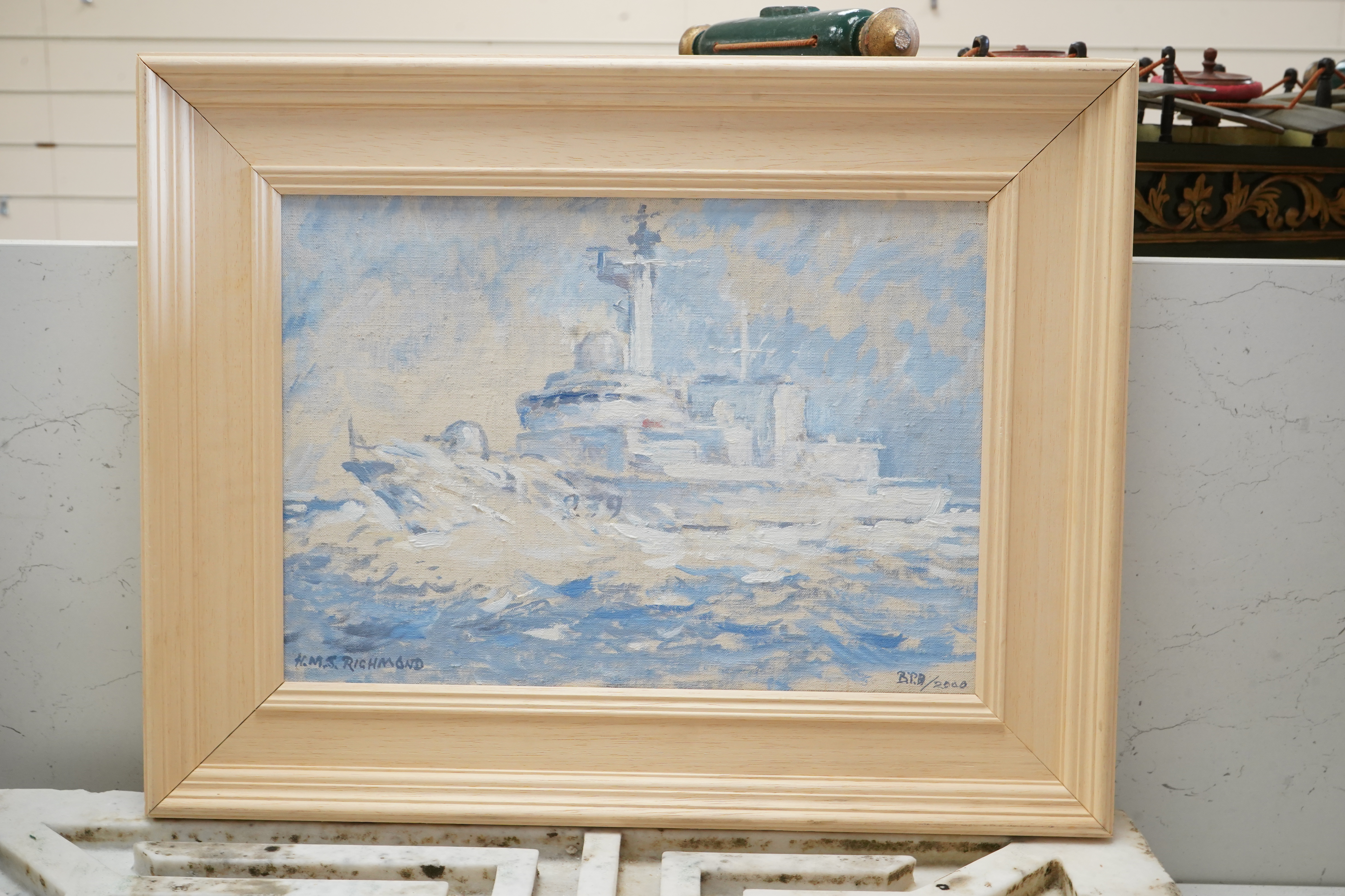 Bernard Philip Batchelor (1924-2012), ‘H.M.S. Richmond’, 2000, monogrammed and dated lower right, titled lower left, 25cm x 35.5cm